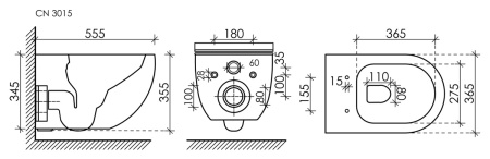 Унитаз подвесной Ceramica Nova LONG CN3015 белый с сиденьем микролифт безободковый душевой смыв